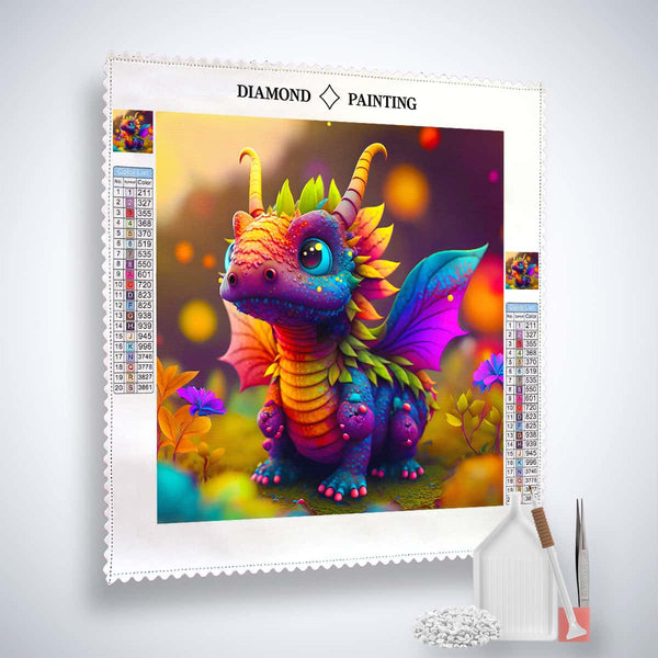 Diamond Painting Kit - Dragon Baby Frontal with Paint by Numbers design and tools