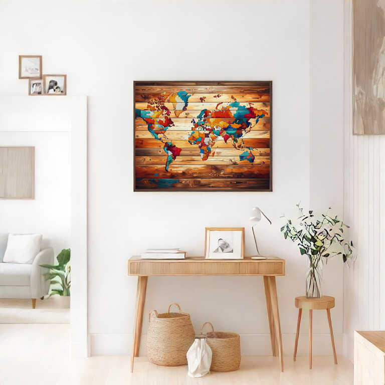 Paint by Numbers Wooden world map DIY Paint by Numbers