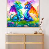 AB Diamond Painting - Drachenfreundschaft - gedruckt in Ultra-HD - AB Diamond, Drache, Fantasy, Neu eingetroffen, Quadratisch