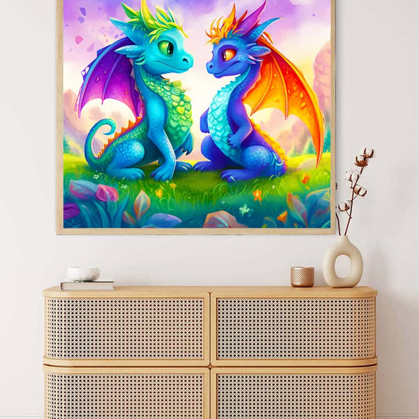 AB Diamond Painting - Drachenfreundschaft - gedruckt in Ultra-HD - AB Diamond, Drache, Fantasy, Neu eingetroffen, Quadratisch