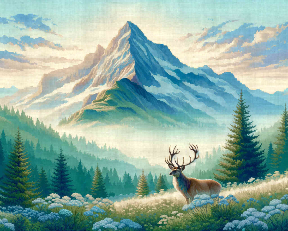 Paint by Numbers - Deer on mountain