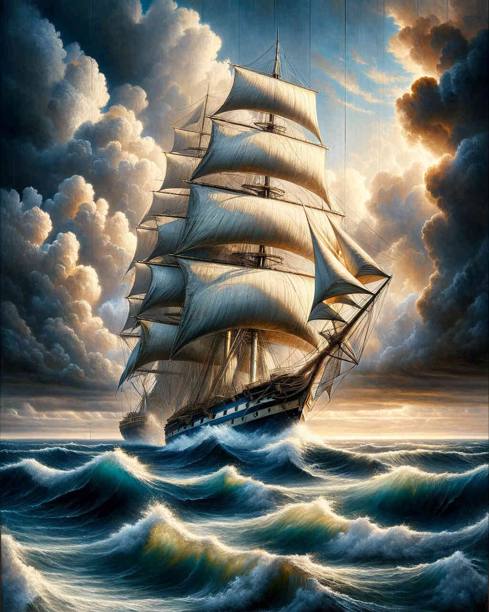 Sailing ship, Cloudy - Paint by Numbers