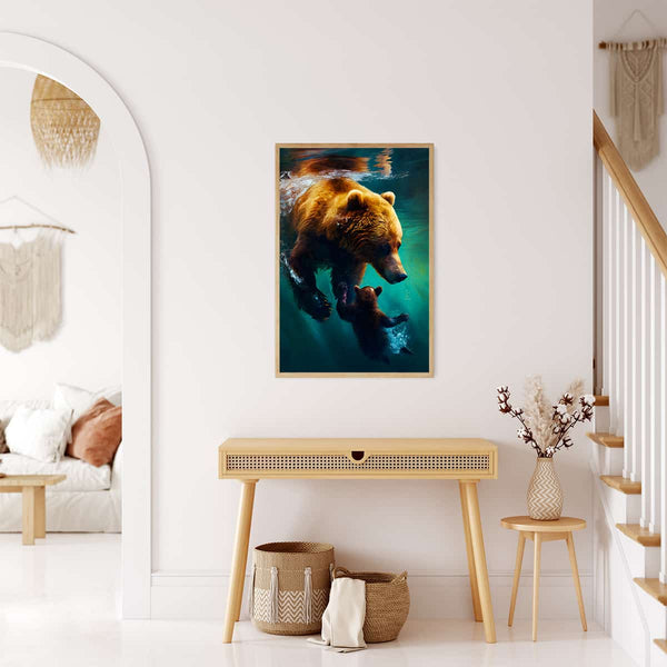 Diamond Painting - Mother Bear with Child on wall, showcasing a stunning Paint by Numbers design in a cozy and stylish interior.