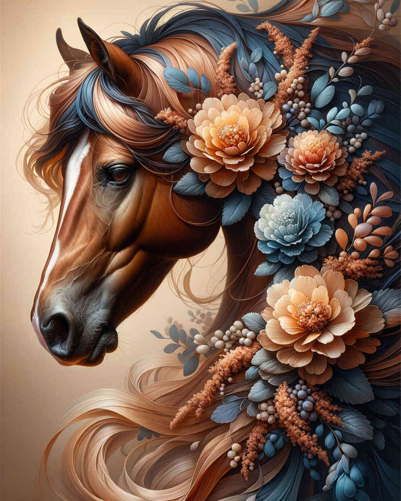 Paint by Numbers - Horse with Flowers