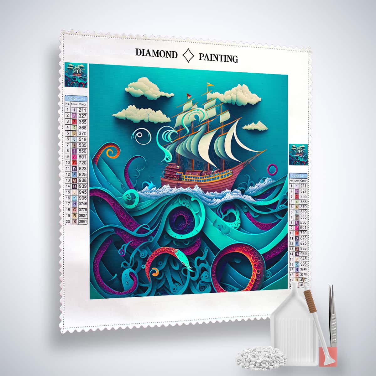 Diamond Painting - Tiefsee Papartart - gedruckt in Ultra-HD - Abstrakt, Meer, Neu eingetroffen, Quadratisch, Retro
