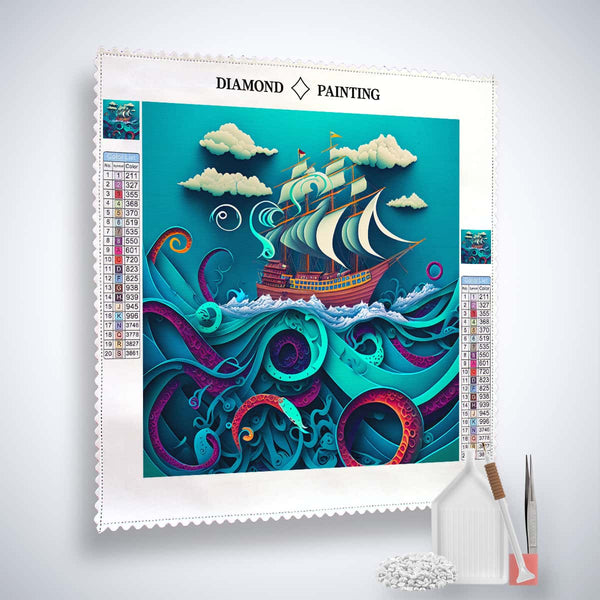 Diamond Painting - Tiefsee Papartart - gedruckt in Ultra-HD - Abstrakt, Meer, Neu eingetroffen, Quadratisch, Retro