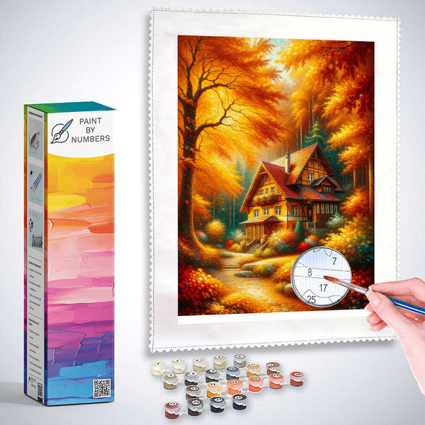 House, deciduous tree - Paint by Numbers