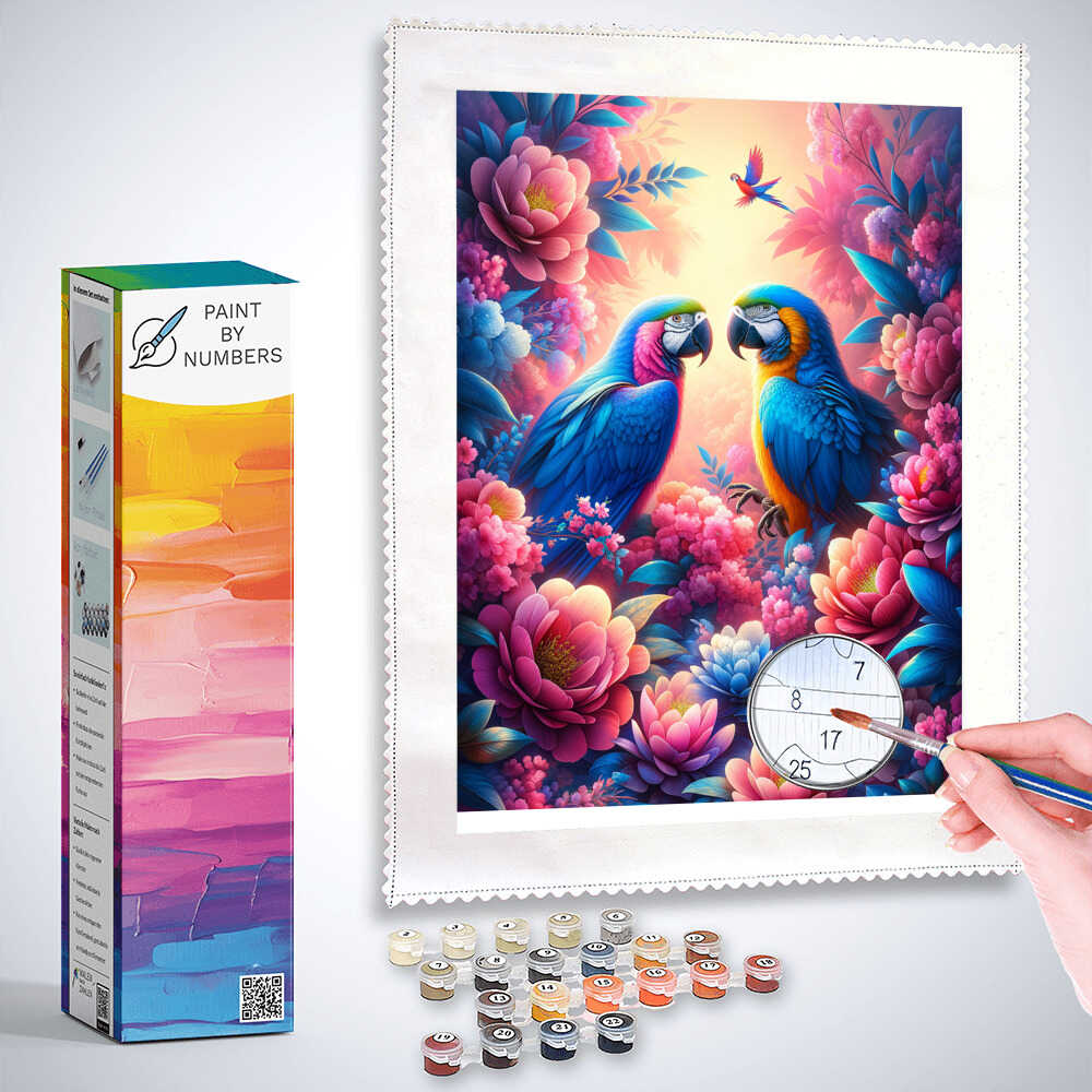 Paint by Numbers - Parrots in Rosa Tree