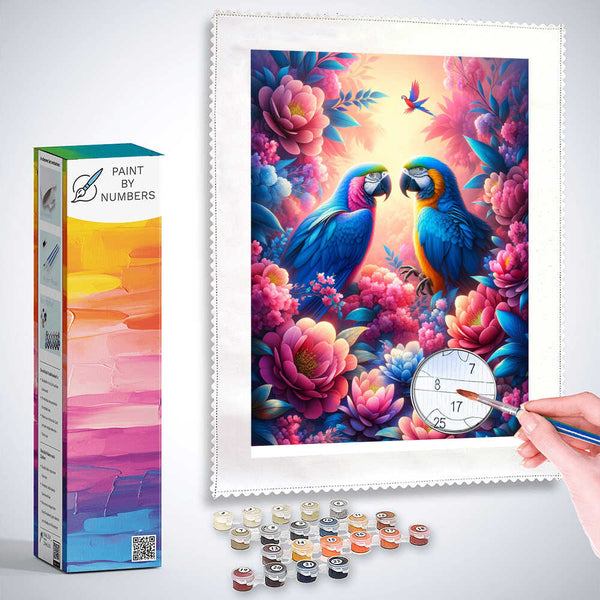 Paint by Numbers - Parrots in Rosa Tree