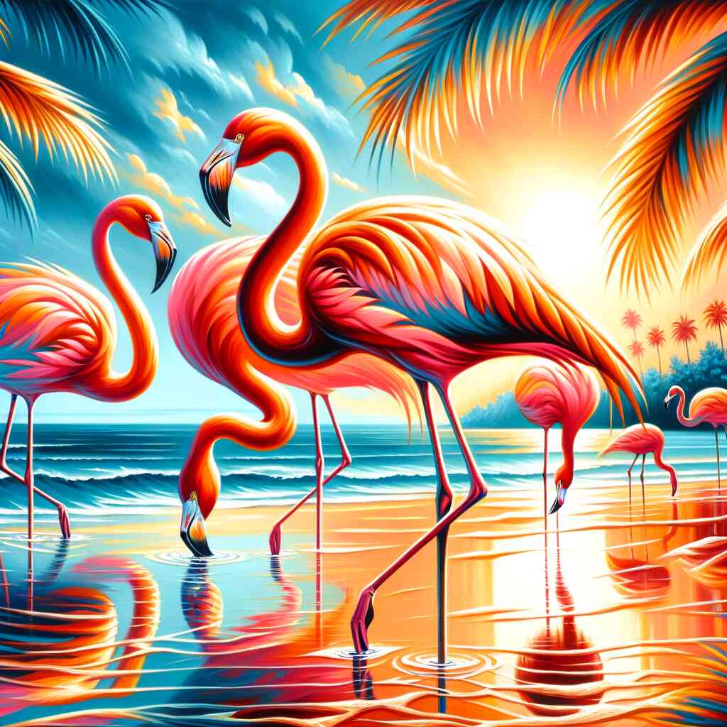 Paint by Numbers - Flamingos by the sea