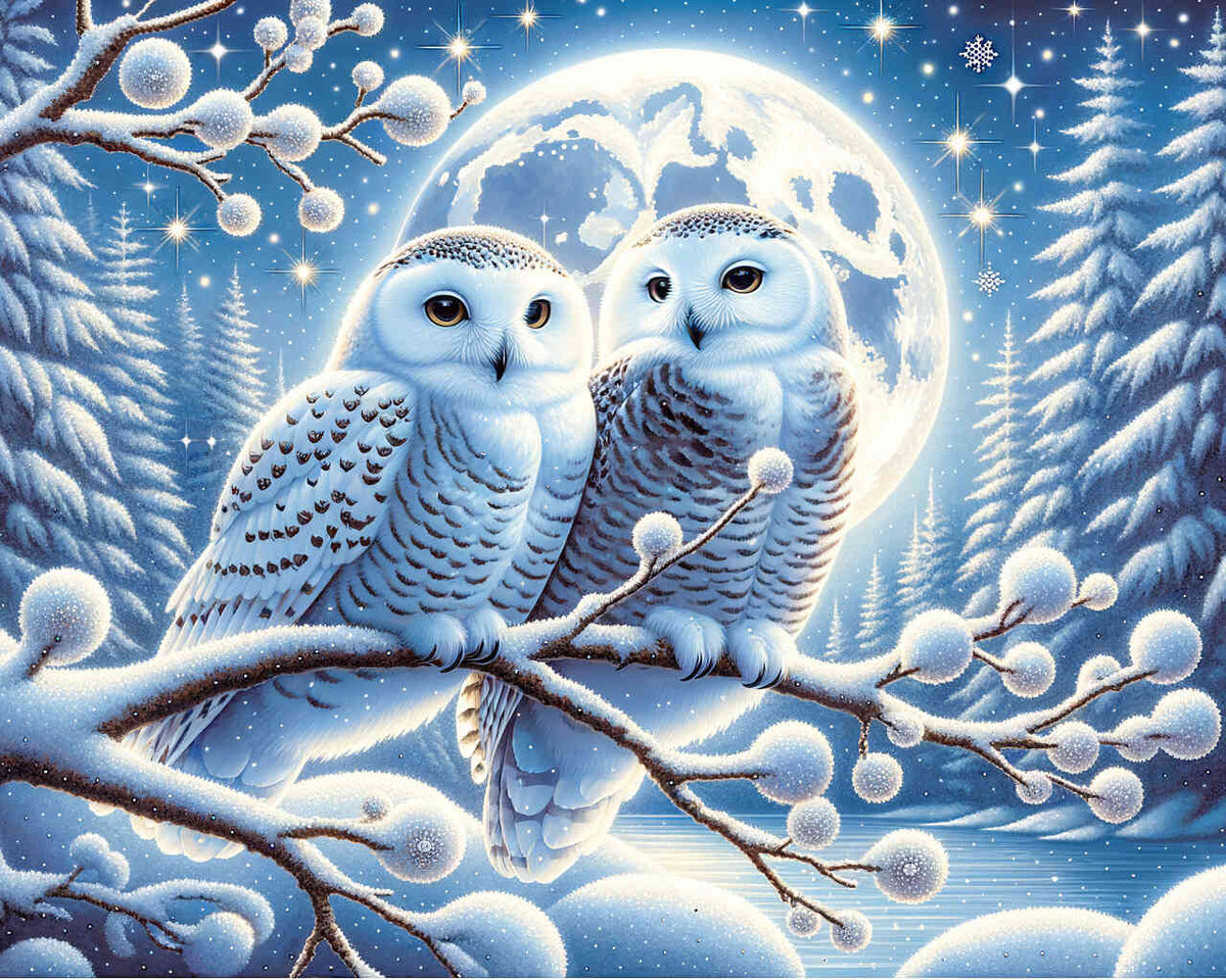 Paint by Numbers - Snowy owls couple