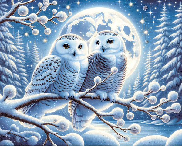 Paint by Numbers - Snowy owls couple