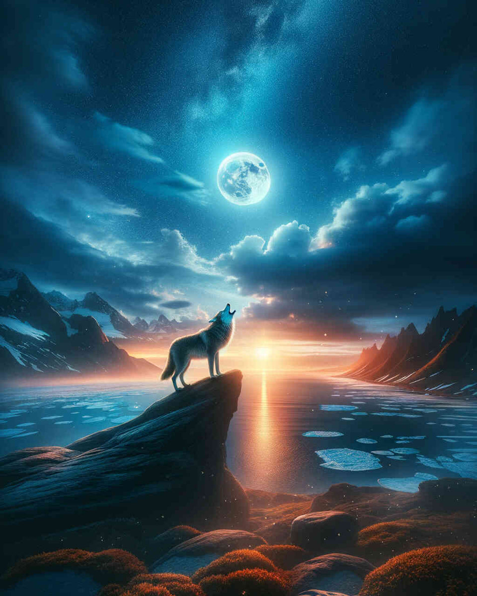 Paint by Numbers - Wolf on a Rock Ledge