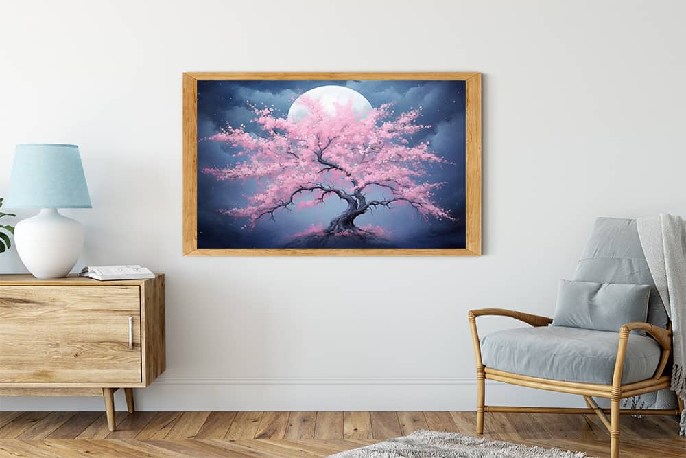 Peach blossom tree at night - Paint by Numbers