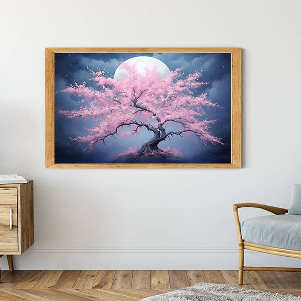 Peach blossom tree at night - Paint by Numbers