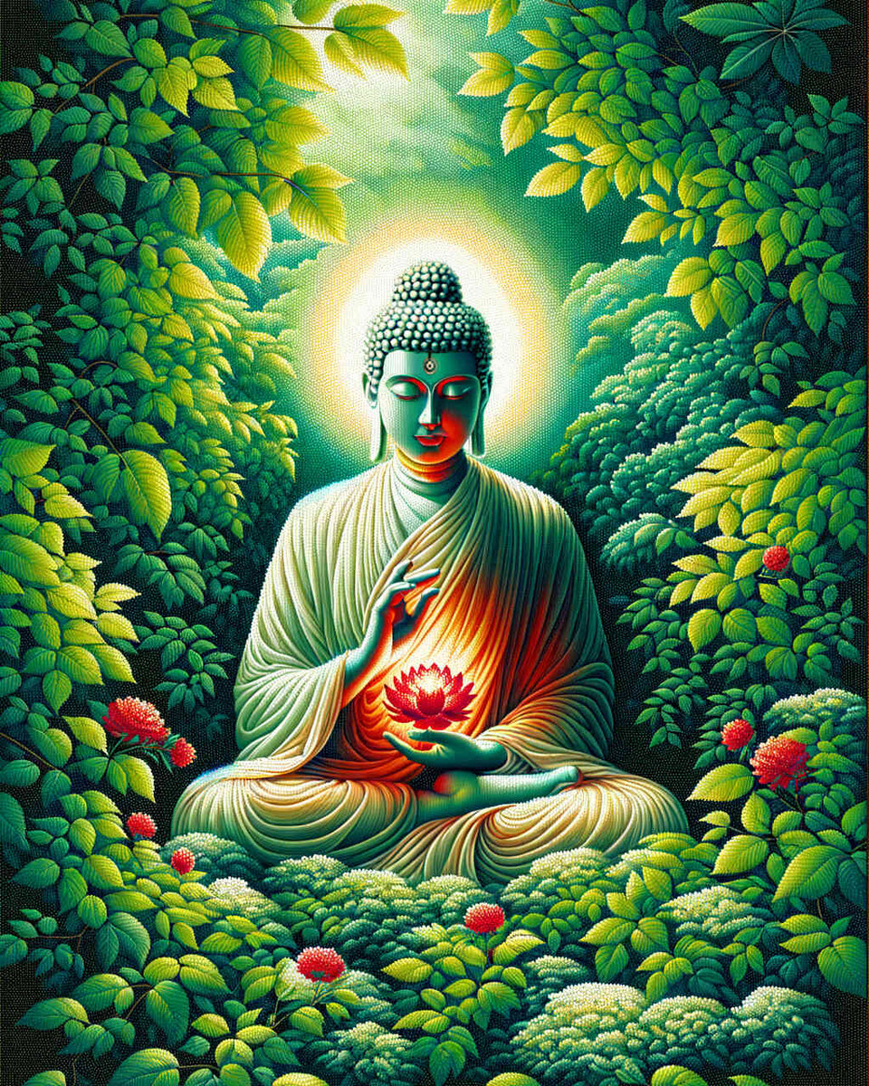 Paint by Numbers - Buddha with Red Flower