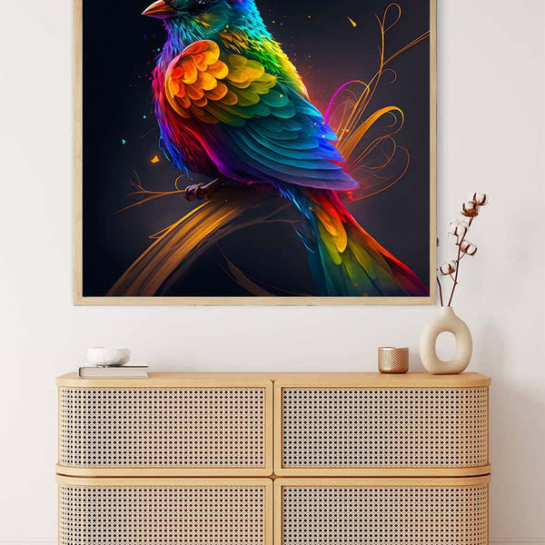 AB Diamond Painting - Bunter Vogel auf Ast - gedruckt in Ultra-HD - AB Diamond, Neu eingetroffen, Quadratisch, Tiere, Vogel