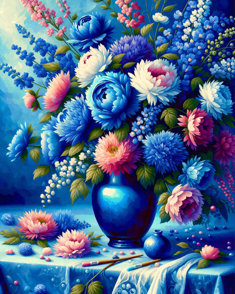 Blue flower vase - Paint by Numbers