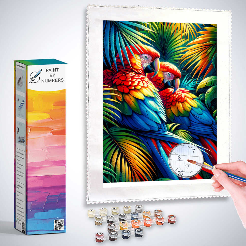 Paint by Numbers - Parrots Under Palm