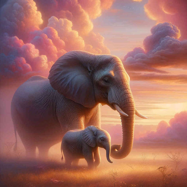 Paint by Numbers - Elephant Mother and Calf