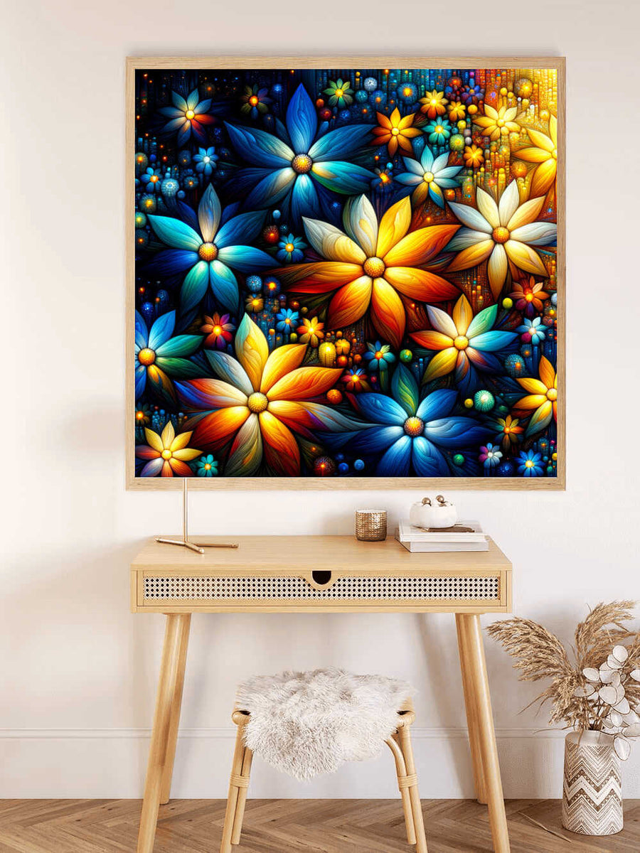 Paint by Numbers - Colorful Flowers on Black