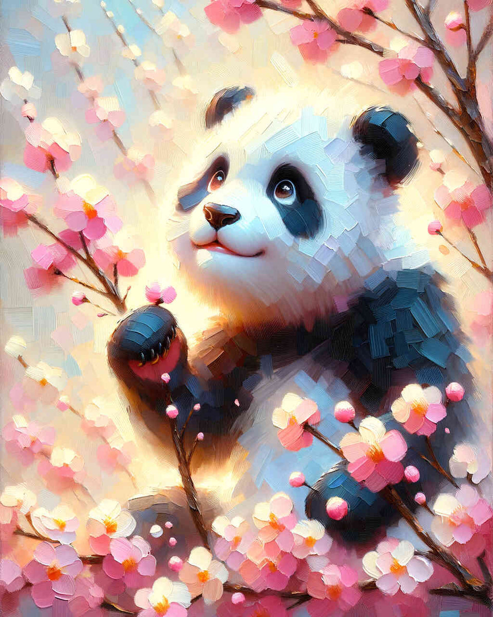Panda with cherry blossoms - Paint by Numbers