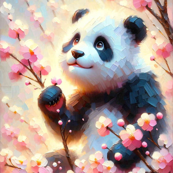 Panda with cherry blossoms - Paint by Numbers