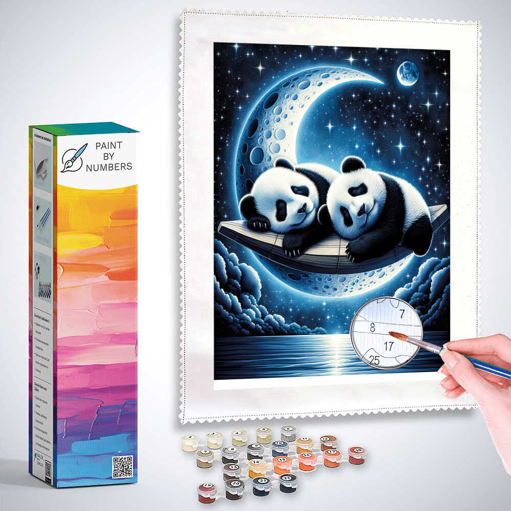 Paint by Numbers - Panda bears on the moon