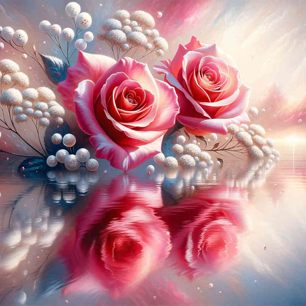 Paint by Numbers - Two Pink Roses Water
