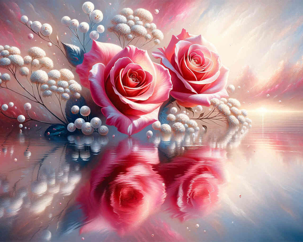 Paint by Numbers - Two Pink Roses Water