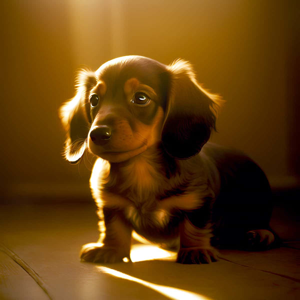 Malen nach Zahlen - Dackel im Sonnenschein - hochwertige Leinwand - 170523, Dackel, Hund, Neu eingetroffen, Quadratisch, Tiere