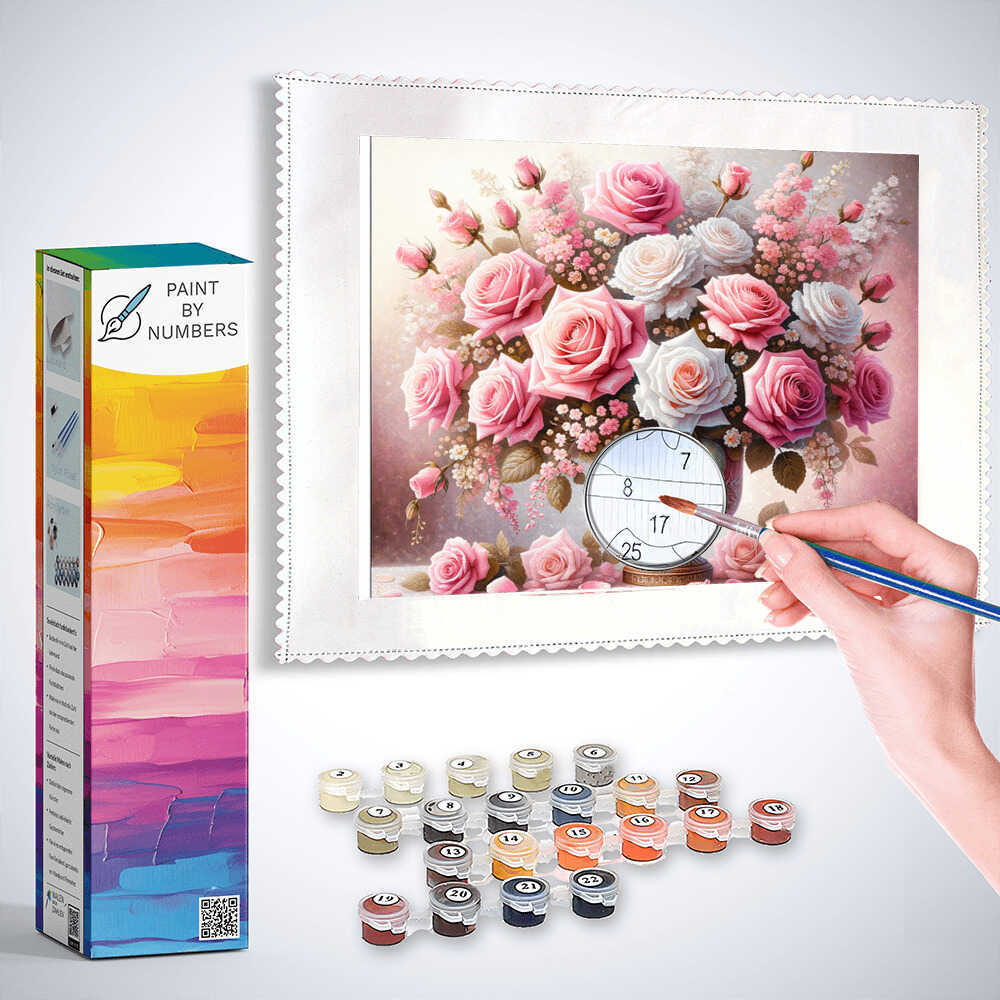 Paint by Numbers - White and pink bouquet of flowers