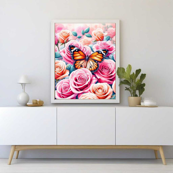 Paint by Numbers - Pink Rose Butterfly