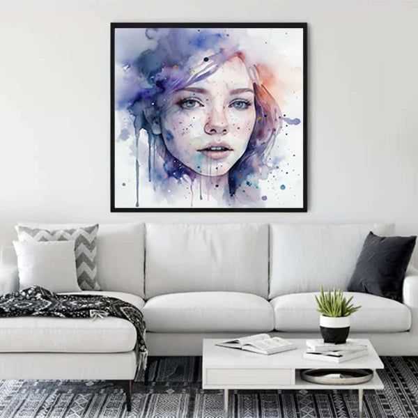 Malen nach Zahlen - Zarte Verspieltheit - hochwertige Leinwand - 170523, Aquarell, Frauengesichter, Menschen, Neu eingetroffen, Quadratisch