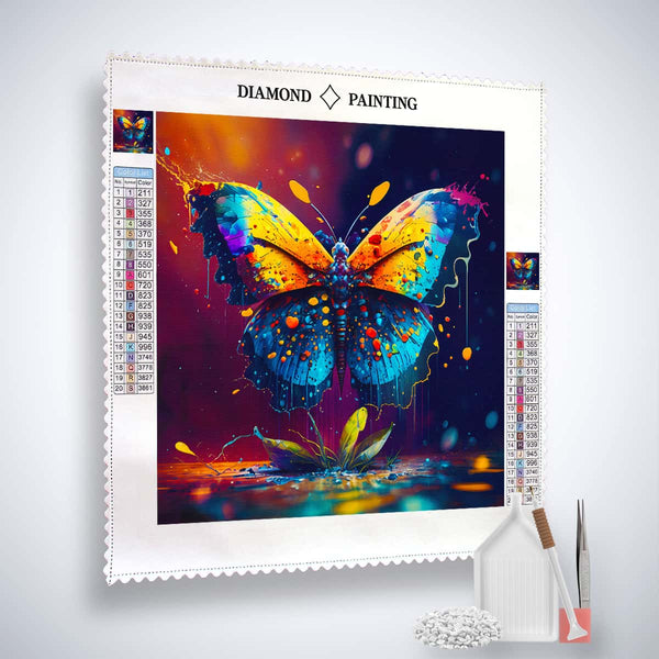 Diamond Painting Kit - Butterfly on Water - Paint by Numbers - Complete Set with Canvas, Acrylic Diamonds, Tweezers, and Pen