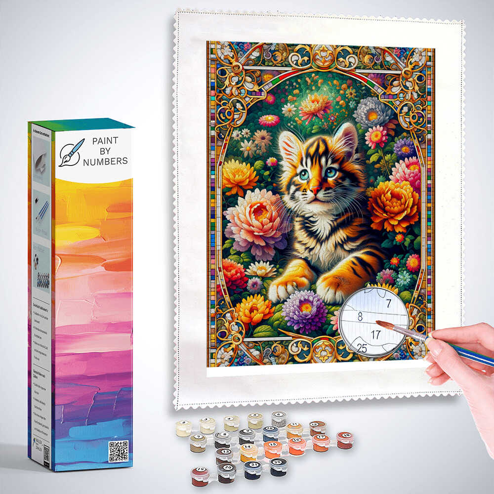 Paint by Numbers - Cat Mosaic Tiger Cat