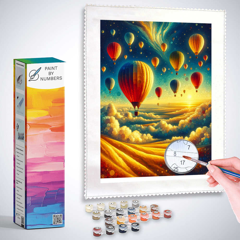 Hot air balloons, Colorful - Paint by Numbers