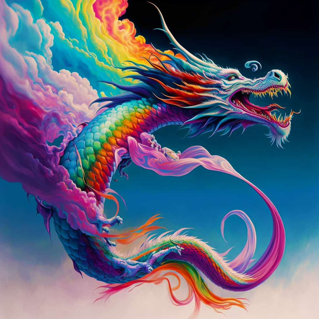 Colorful Dragon in Dragon Breath Diamond Painting from Paint by Numbers Kit