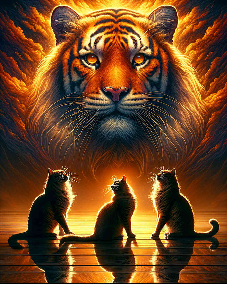 Paint by Numbers - Tiger and panther, mirror images