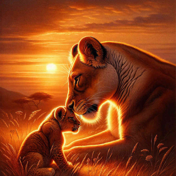 Paint by Numbers - Lioness with child, cuddles
