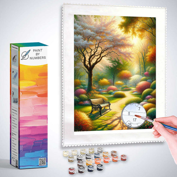 Park landscape, shrubs - Paint by Numbers