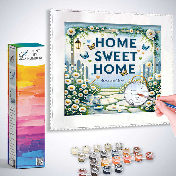 Paint by Numbers - Home sweet Home, blue and white