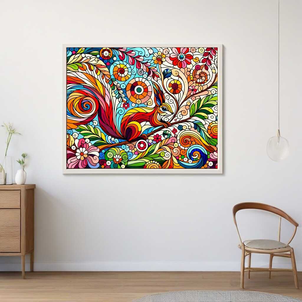 Squirrel, flowers - Paint by Numbers