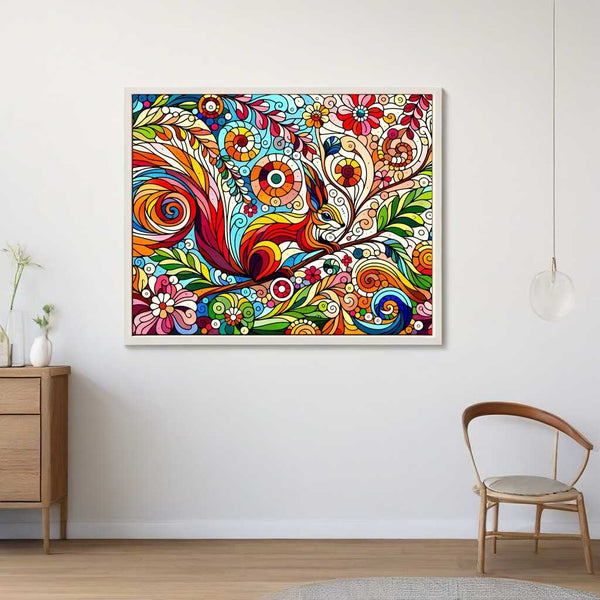 Squirrel, flowers - Paint by Numbers