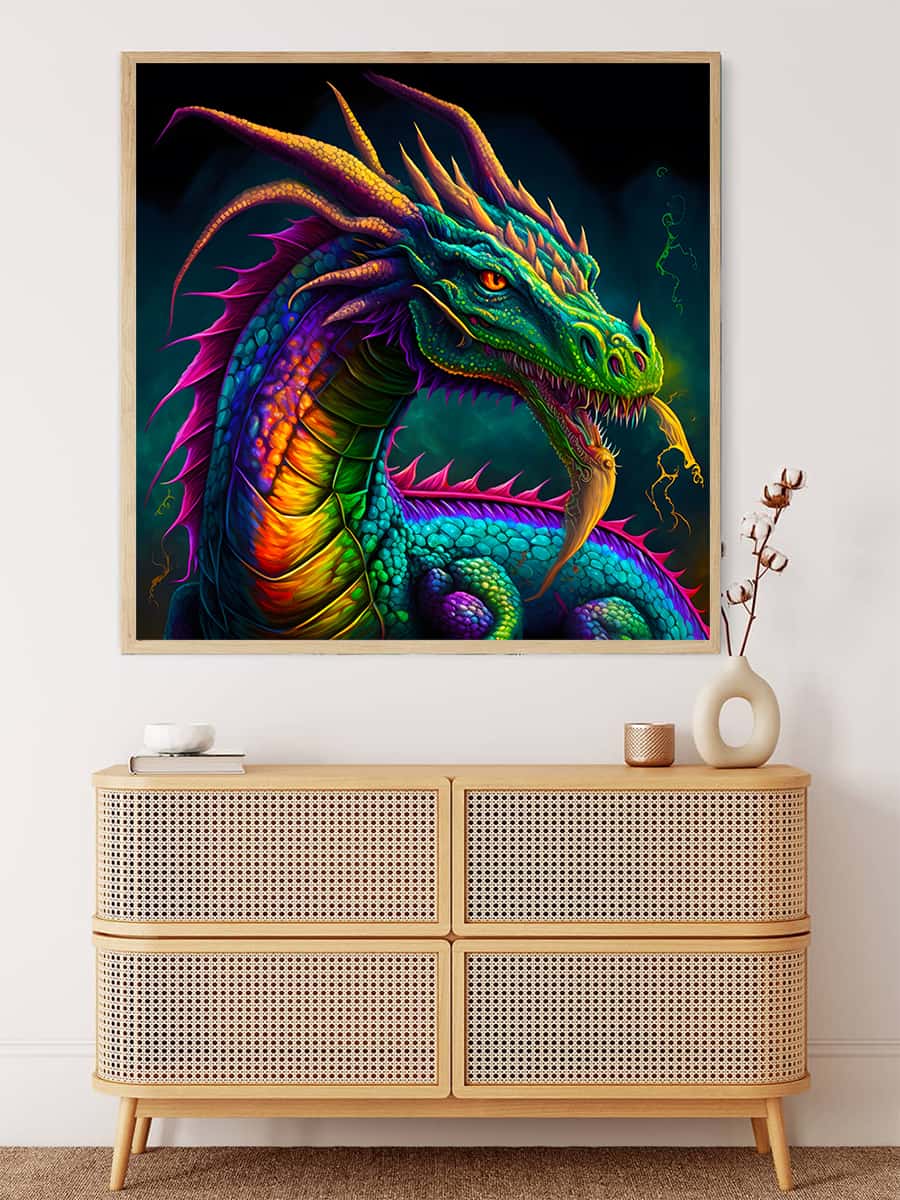 Malen nach Zahlen - Japanischer Drache - hochwertige Leinwand - 170523, Drache, Fantasy, Neu eingetroffen, Quadratisch