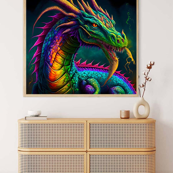 Malen nach Zahlen - Japanischer Drache - hochwertige Leinwand - 170523, Drache, Fantasy, Neu eingetroffen, Quadratisch