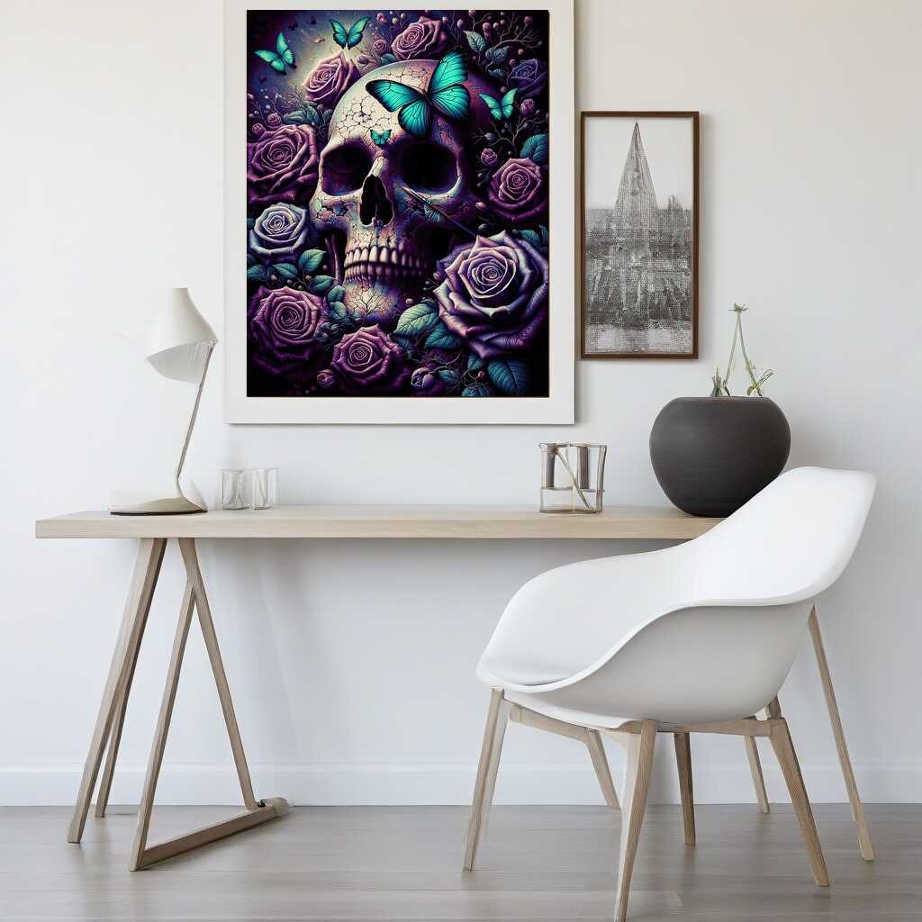 Paint by Numbers - Skull with butterfly