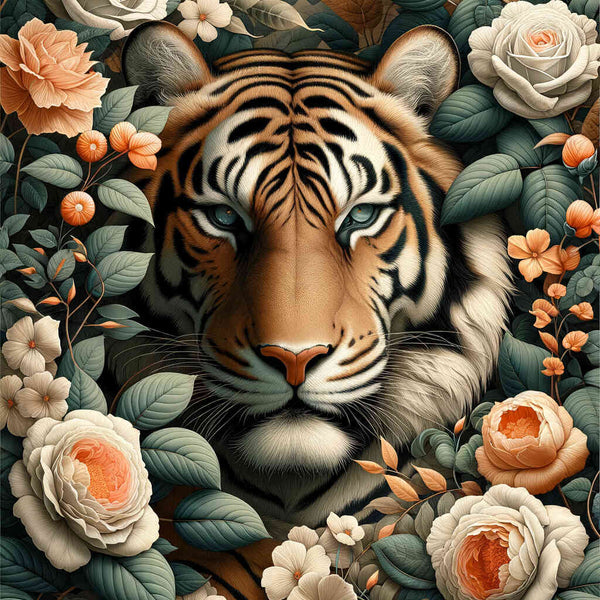 Paint by Numbers - Tiger Between Flowers