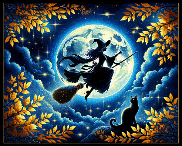 Paint by Numbers - Halloween Witch Rides on Brooms