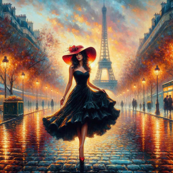 Woman walking through Paris - Paint by Numbers